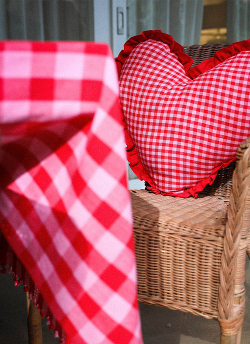 MINI GINGHAM Valentine Heart Pillow