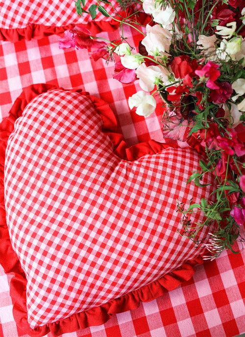 MINI GINGHAM Valentine Heart Pillow