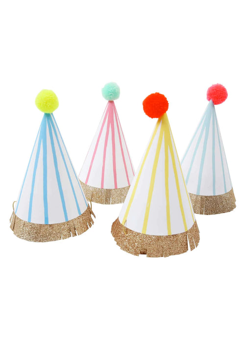 Stripe Pompom Party Hats