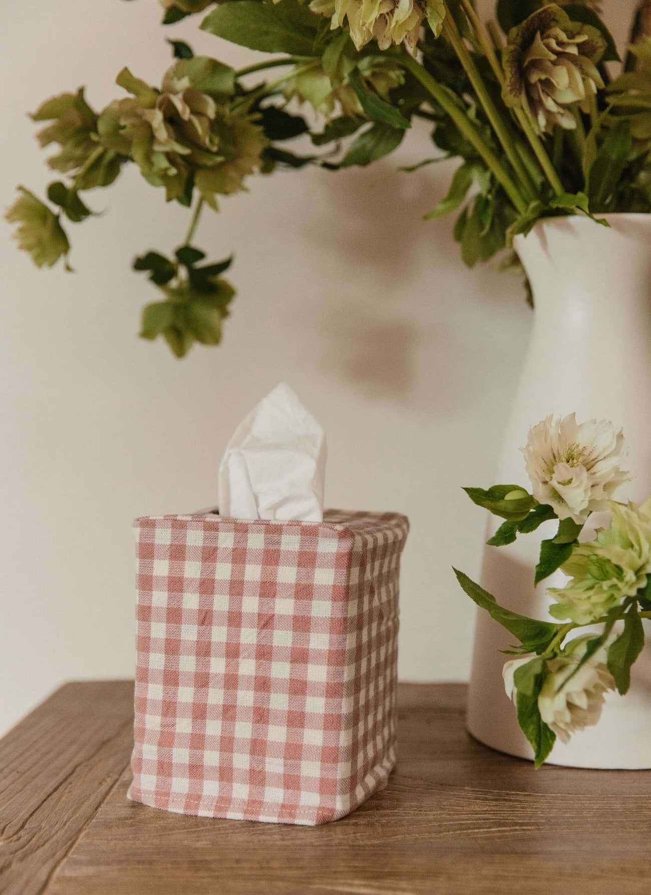 MINI GINGHAM -  Rosa Tissue Box Cover