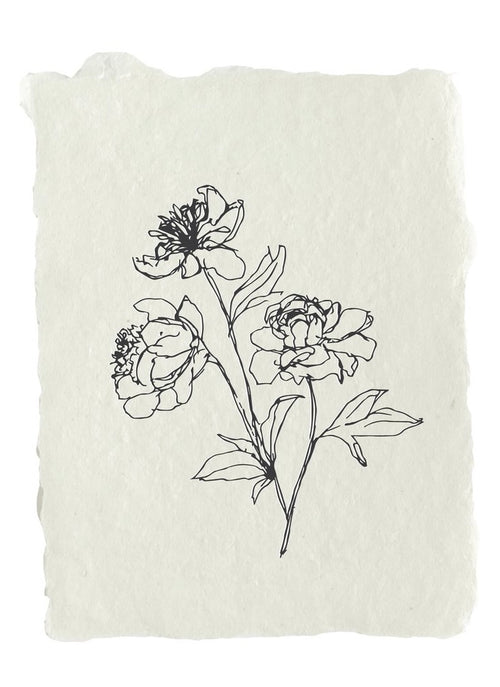 NOTECARD Peony Stems