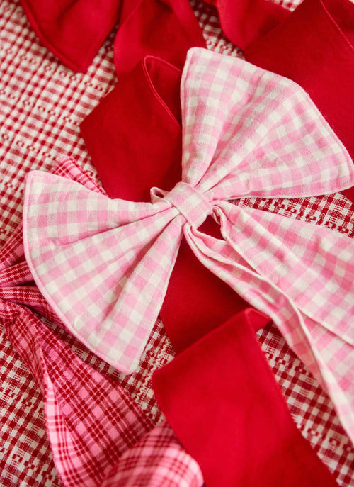 MINI GINGHAM -  Peony Fabric Bow