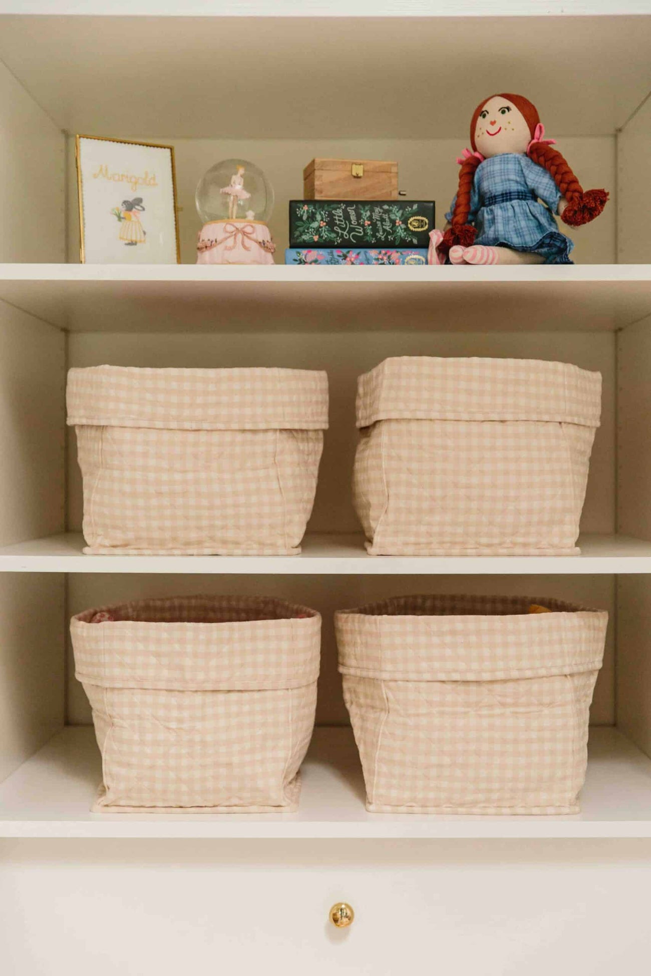 MINI GINGHAM -  Cream Quilted Storage Box