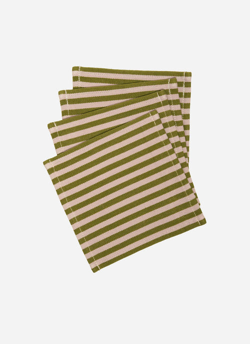 HTH x Domino MINI STRIPE - Oat & Moss Cocktail Napkins