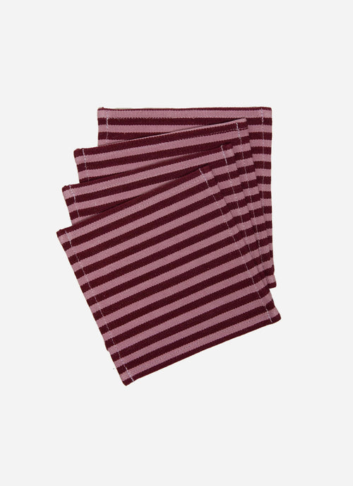 HTH x Domino MINI STRIPE - Lilac & Pomegranate Cocktail Napkins