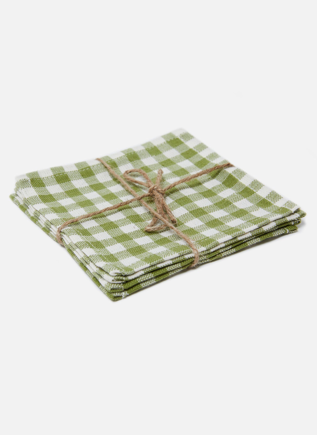 MINI GINGHAM -  Olive Cocktail Napkins