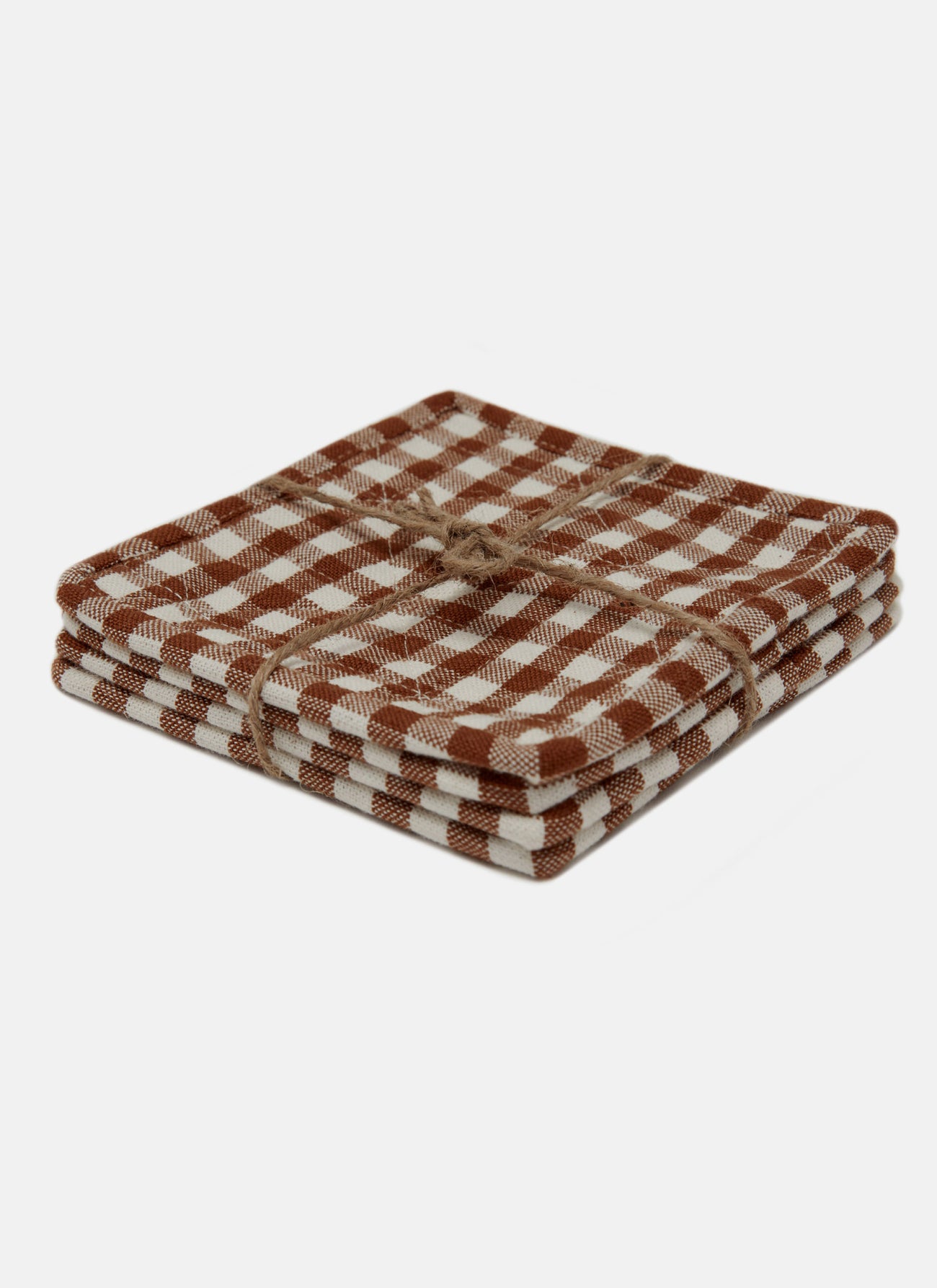 MINI GINGHAM -  Nutmeg Quilted Coasters