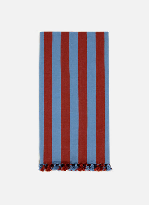 HTH x Domino MEDIUM STRIPE Tomato & Blue Tea Towel