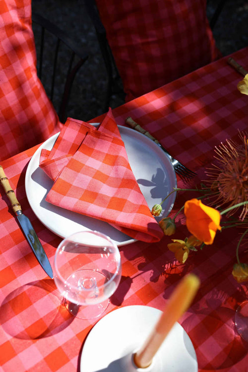 GINGHAM -  Guava Napkins