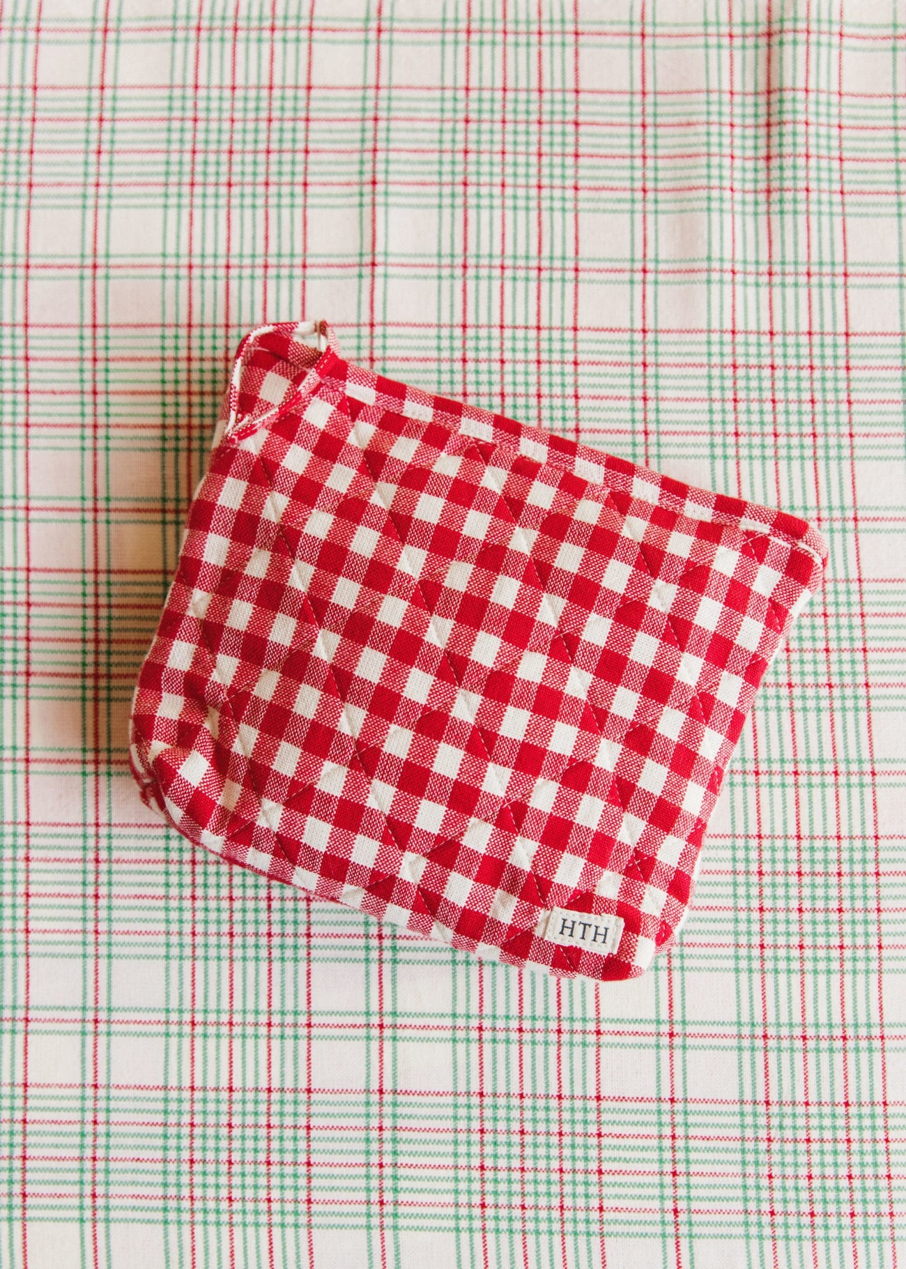 MINI GINGHAM -  Red Quilted Pouch Small