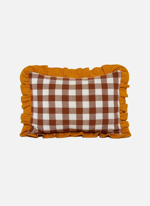 GINGHAM -  Nutmeg and Goldenrod Petite Pillow