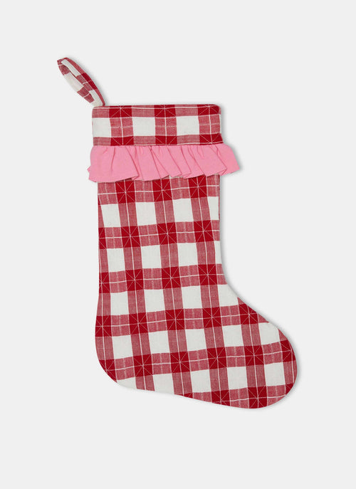 ANNABELLE PLAID -  Red Ruffled Stocking