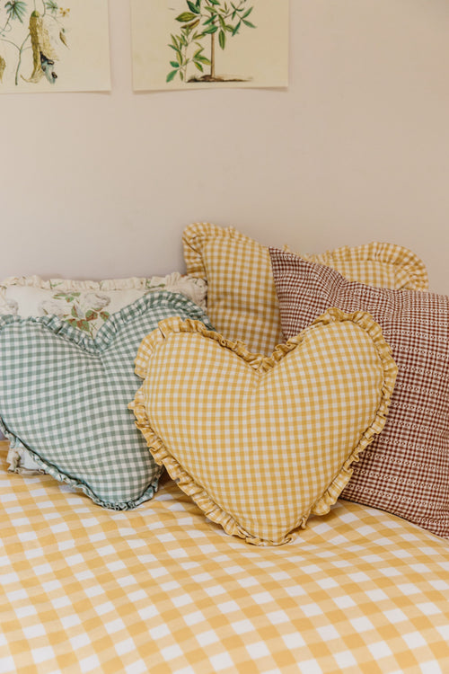 MINI GINGHAM Sunflower Heart Pillow