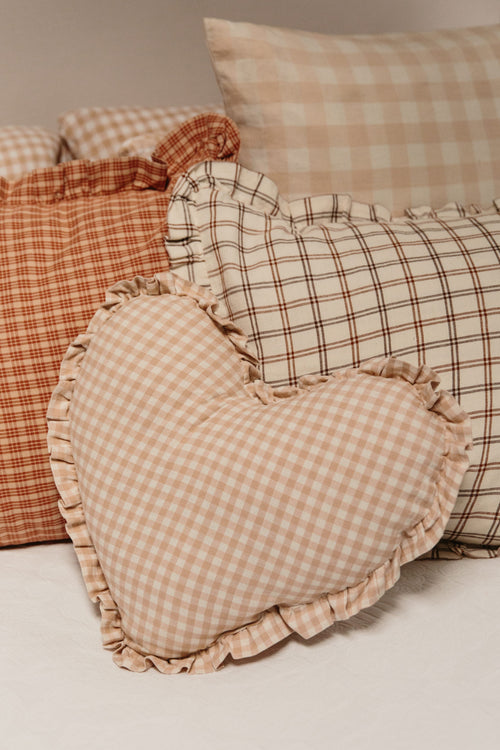 MINI GINGHAM -  Blush Heart Pillow