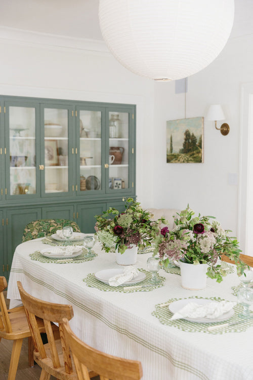 MINI GINGHAM -  Olive Scalloped Edge Placemat