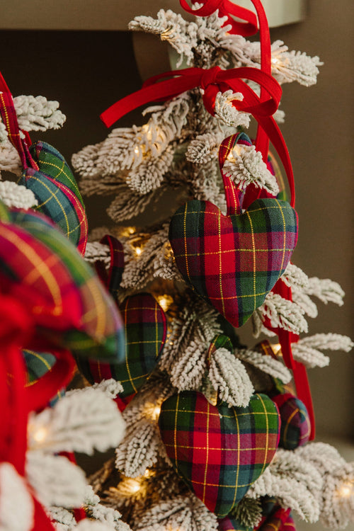 HOLLY PLAID -  Multi Heart Ornament