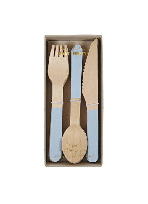 BLUE Wooden Cutlery Set