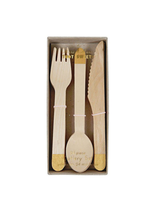 GOLD Wooden Cutlery Set