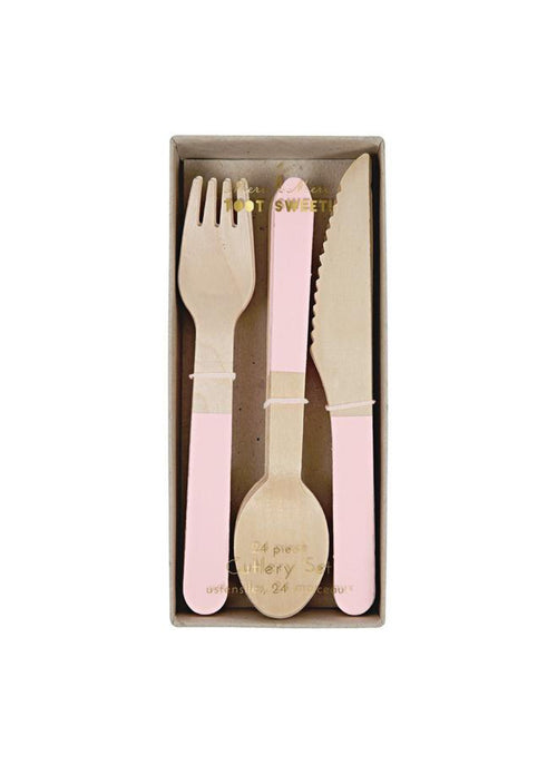 PINK Wooden Cutlery Set