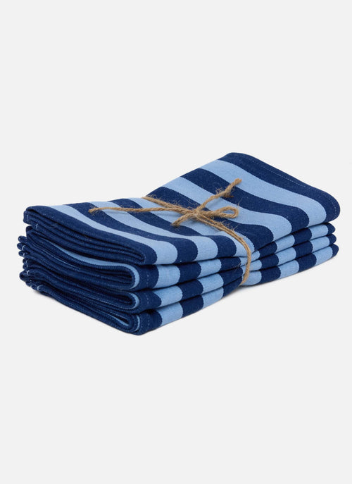 HTH x Domino MEDIUM STRIPE -  Navy & Blue Napkins