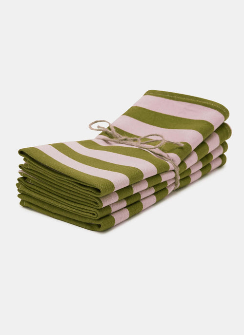 HTH x Domino MEDIUM STRIPE - Oat & Moss Napkins