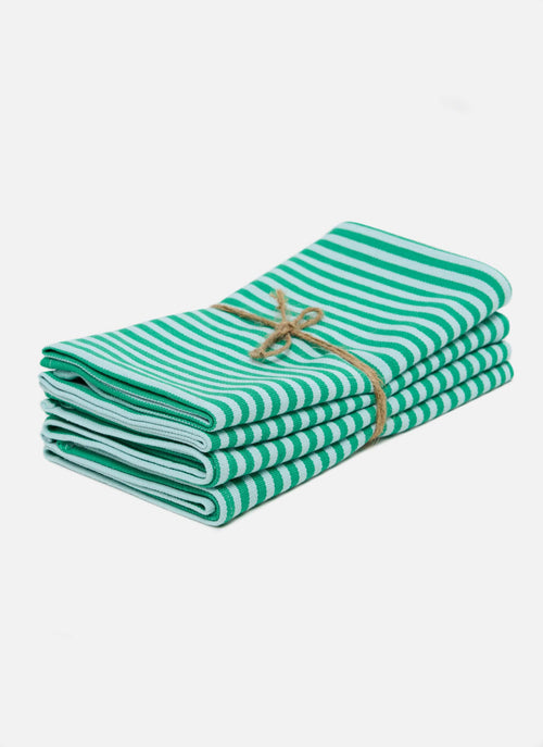 HTH x Domino MINI STRIPE -  Emerald & Sky Napkins