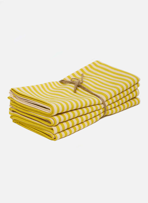 HTH x Domino MINI STRIPE Lemon & Sand Napkins