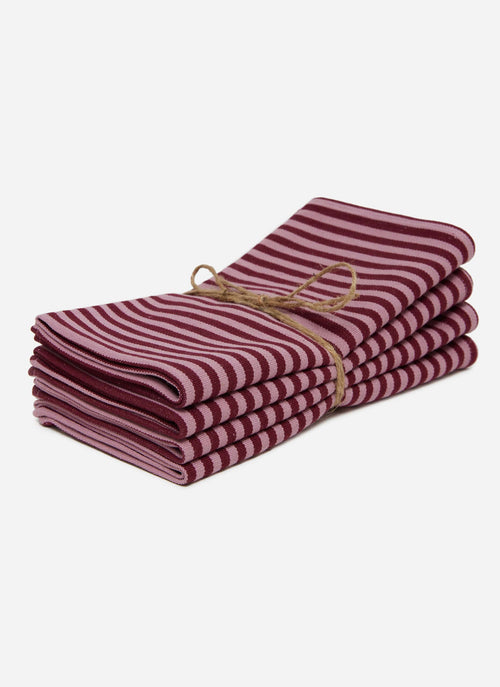 HTH x Domino MINI STRIPE - Lilac & Pomegranate Napkins