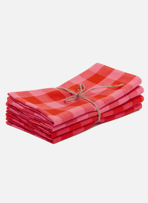 GINGHAM -  Guava Napkins