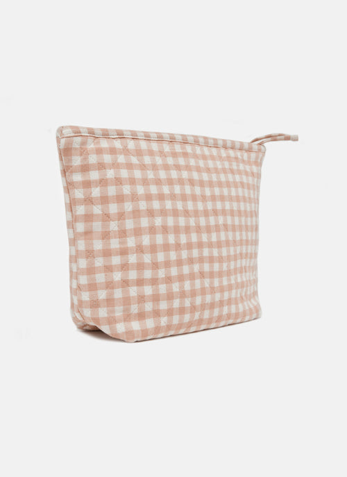 MINI GINGHAM -  Blush Quilted Pouch Large