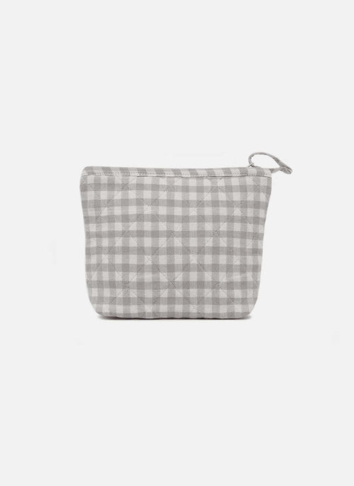 MINI GINGHAM - Dove Quilted Pouch Small