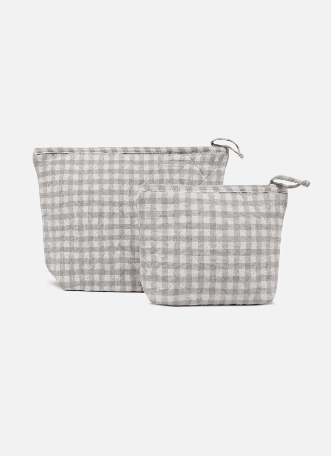 MINI GINGHAM - Dove Quilted Pouch Small