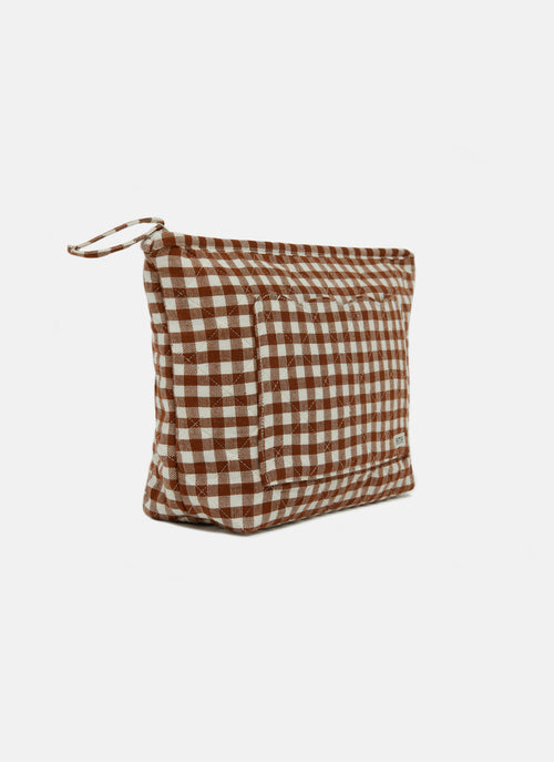 MINI GINGHAM -  Nutmeg Quilted Pouch Large