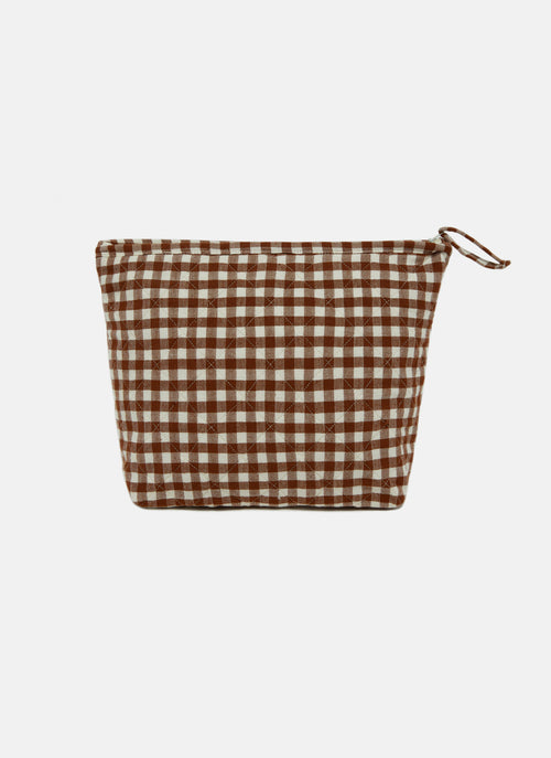 MINI GINGHAM -  Nutmeg Quilted Pouch Large