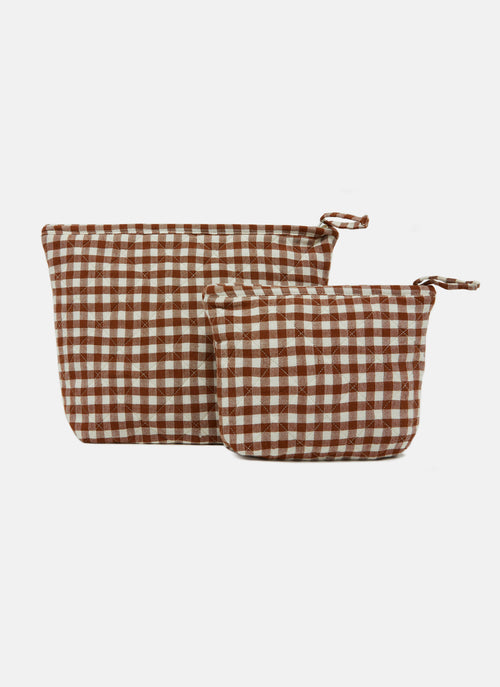 MINI GINGHAM -  Nutmeg Quilted Pouch Small