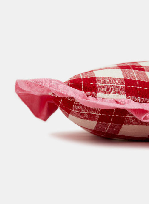 ANNABELLE PLAID - Red and Peony Petite Pillow