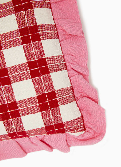 ANNABELLE PLAID - Red and Peony Petite Pillow