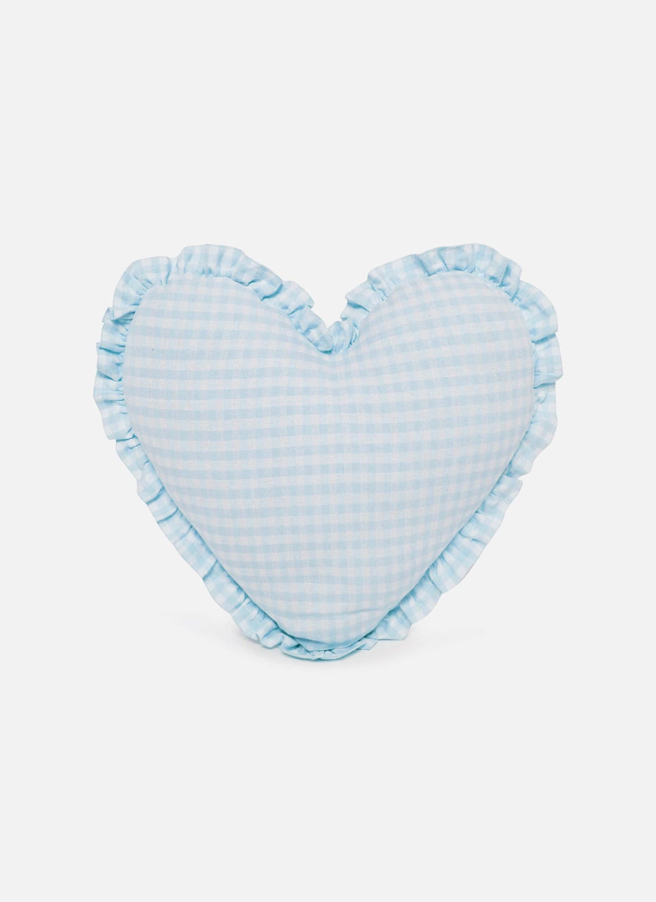 MINI GINGHAM - Baby Blue Heart Pillow