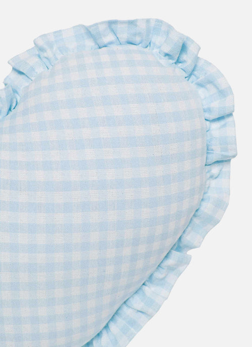 MINI GINGHAM Baby Blue Heart Pillow