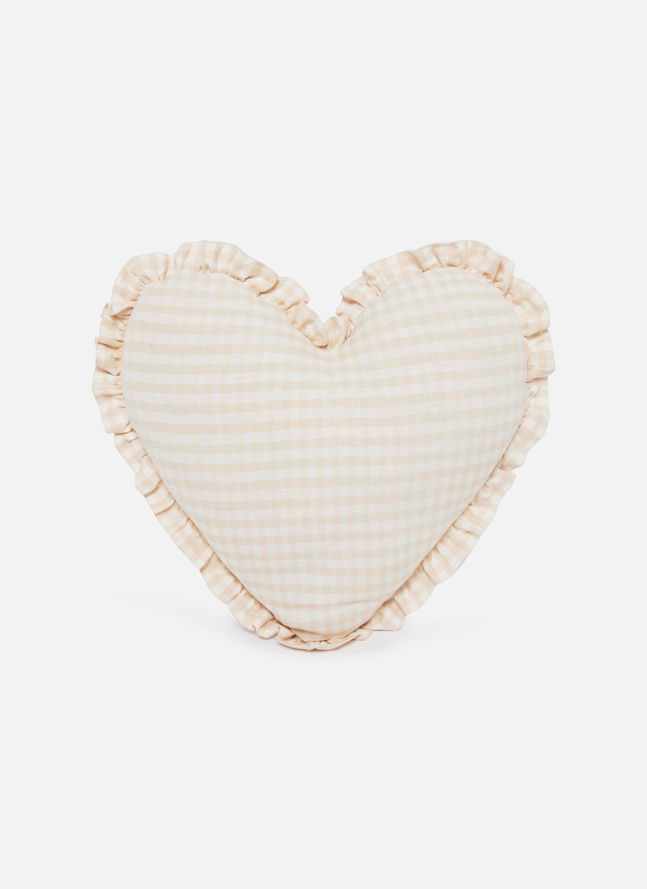 MINI GINGHAM -  Cream Heart Pillow