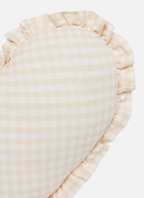 MINI GINGHAM -  Cream Heart Pillow