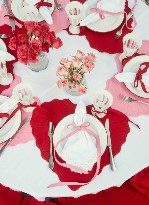 SOLID Peony Quilted Heart Placemat