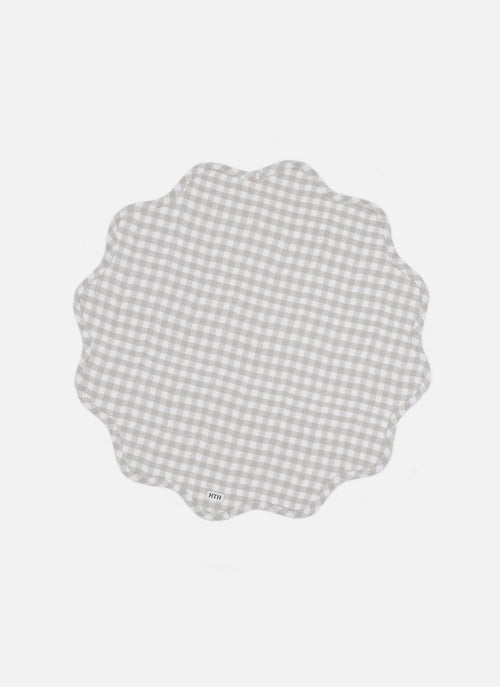 MINI GINGHAM -  Dove Quilted Scallop Edge Placemat