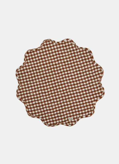 MINI GINGHAM -  Nutmeg Scalloped Edge Placemat