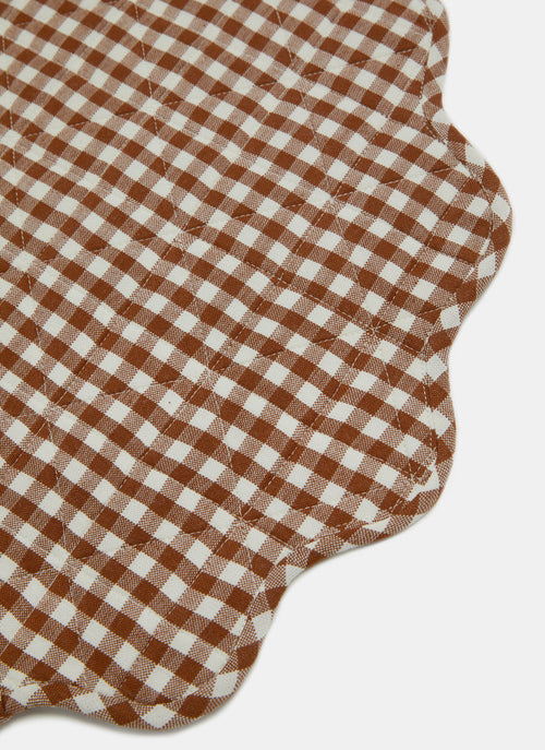 MINI GINGHAM -  Nutmeg Scalloped Edge Placemat