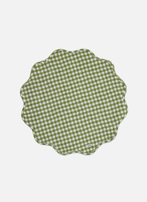 MINI GINGHAM -  Olive Scallop Placemat