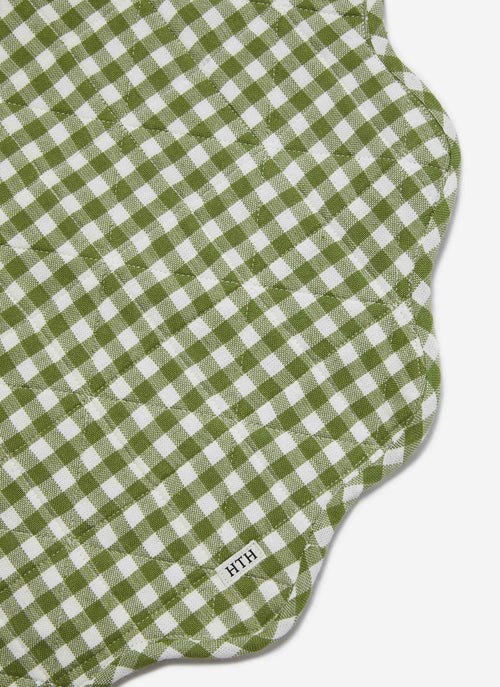 MINI GINGHAM -  Olive Scalloped Edge Placemat