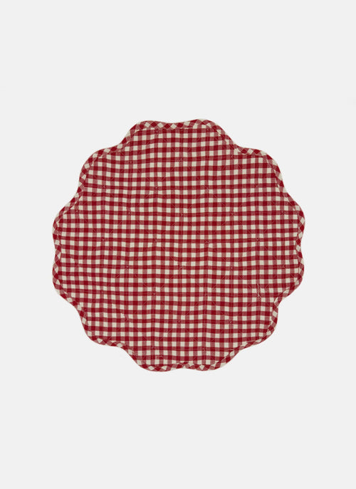 MINI GINGHAM Red Scalloped Edge Placemat