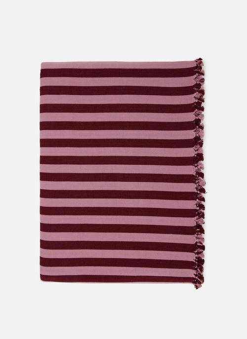 HTH x Domino MEDIUM STRIPE - Lilac & Pomegranate Tablecloth