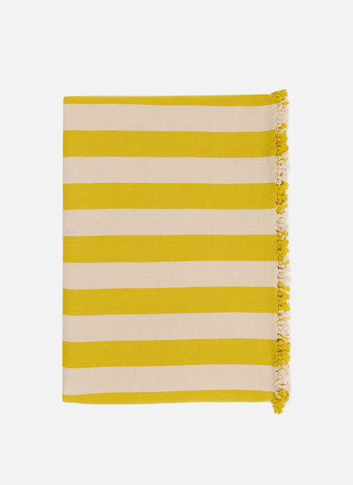 HTH x Domino WIDE STRIPE - Lemon & Sand Tablecloth